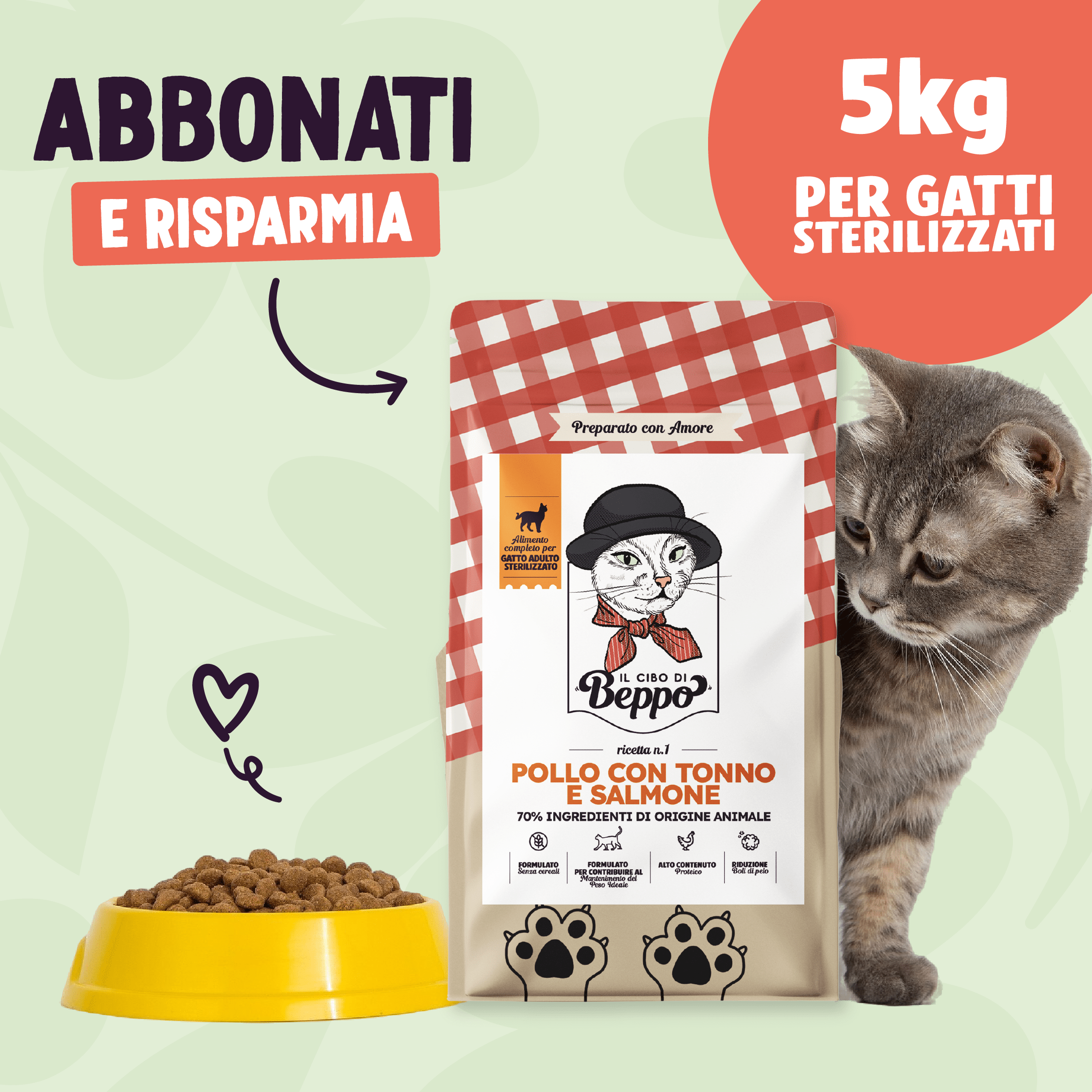 Gatto Con Personalità Il Cibo di Beppo - Abbonati e Risparmia
