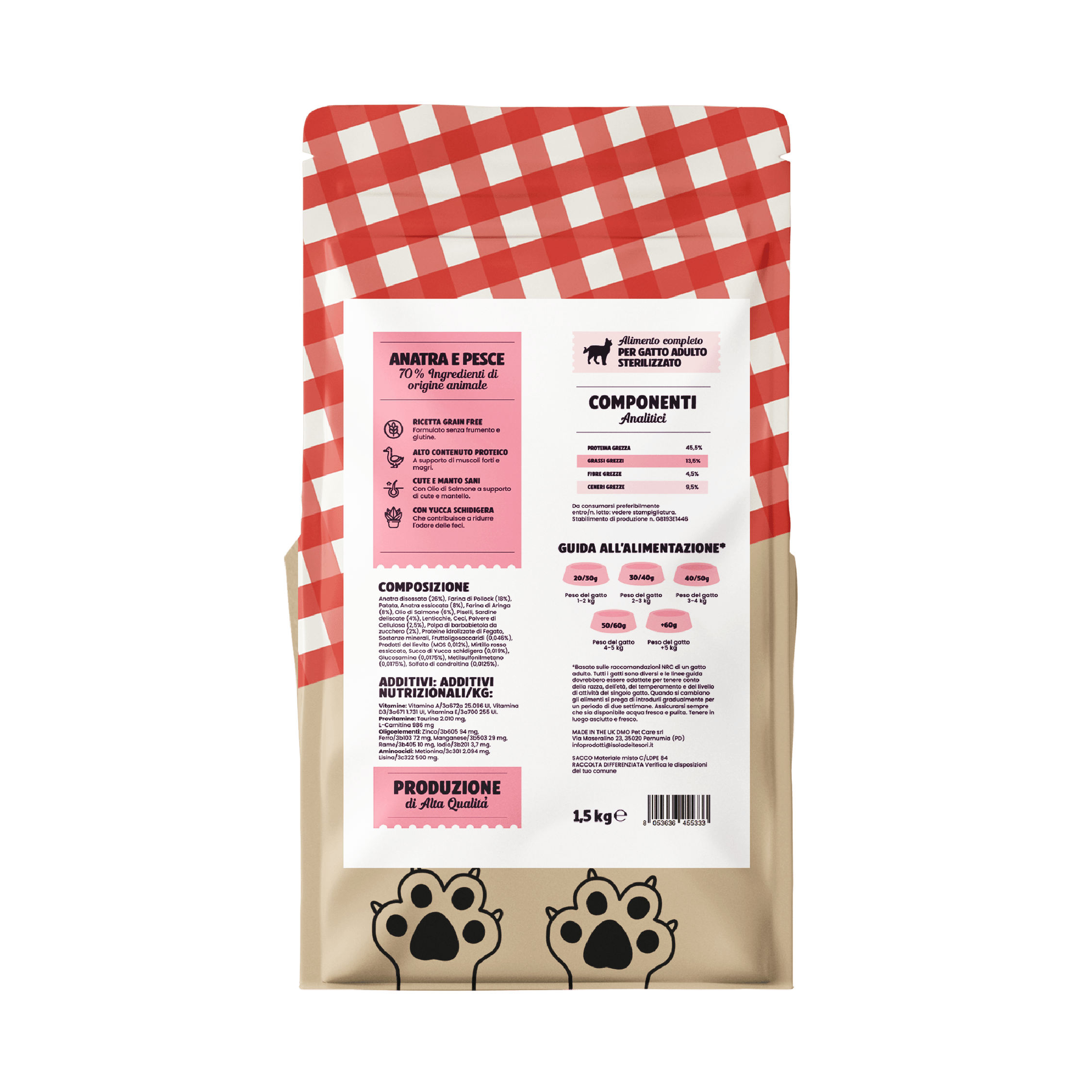 Gatto Con Personalità Il Cibo di Beppo - Crocchette per Gatti Sterilizzati - Ricetta Grain Free - Formulata senza grano e senza glutine - Alimento Completo - 1.5kg